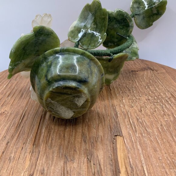 Chinese Vintage Jade Flower Carnelian Semi Stone Tree Sculpture - Picture 6 of 6